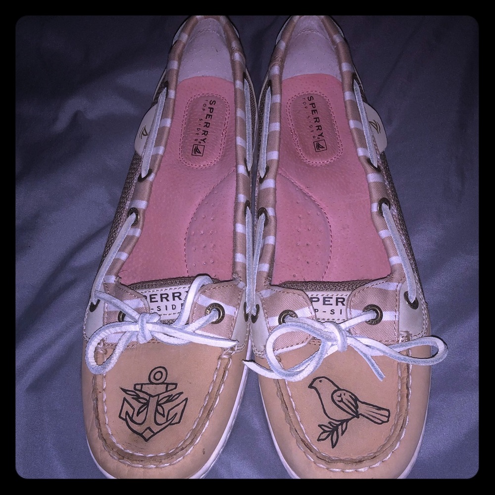 Sperry Top Siders with Custom Tattooed Designs 8.5